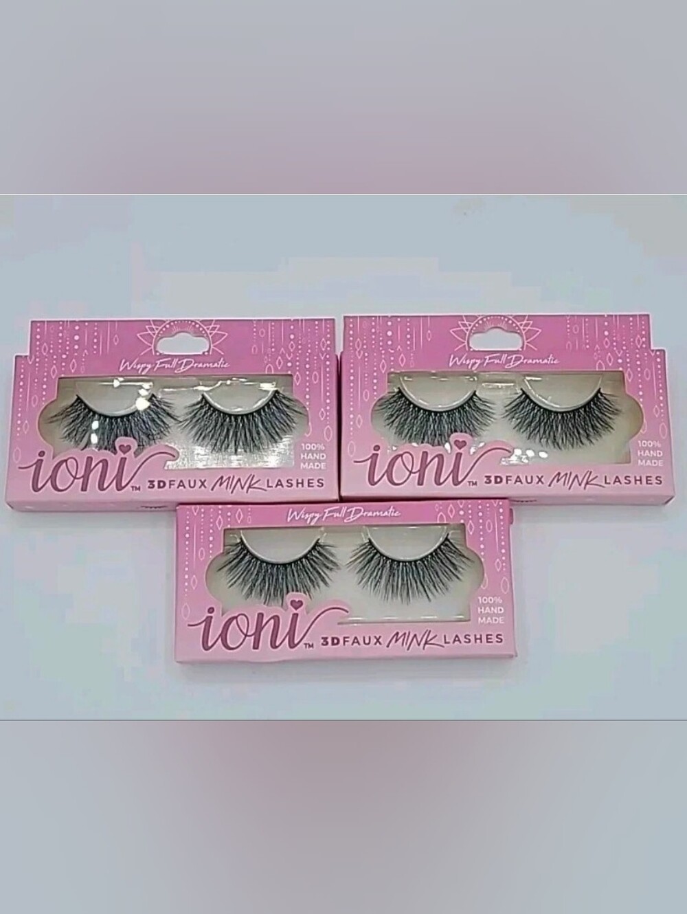 NEW 3x Ioni 3D Faux Mink 100% Hand Made Lashes Wispy Full Dramatic #686604